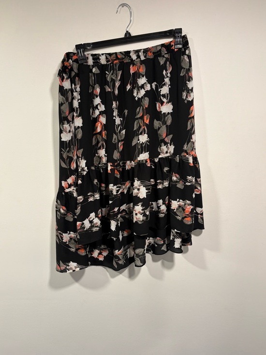 Sejour Dresses & Skirts - Sejour Black Floral Tiered Skirt with Coral and White Blooms